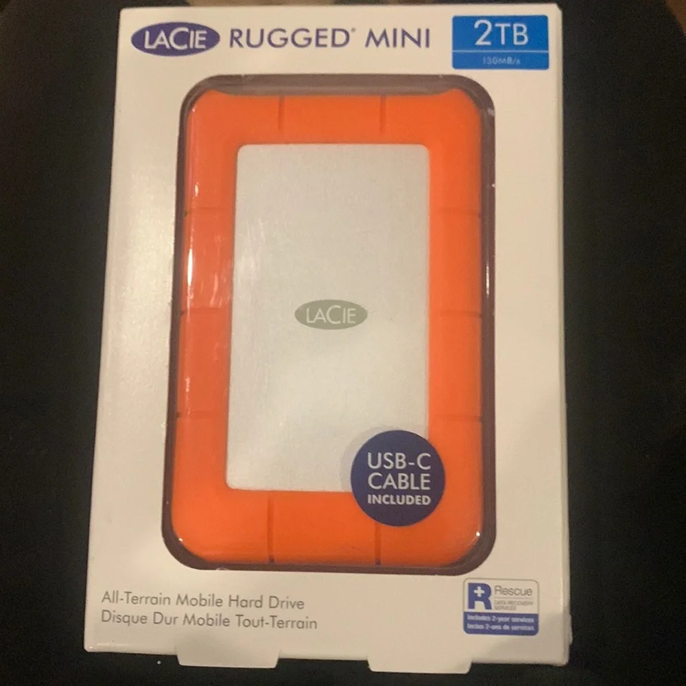 LaCie 2TB Rugged Mini USB 3.0 External Hard Drive NEW IN BOX